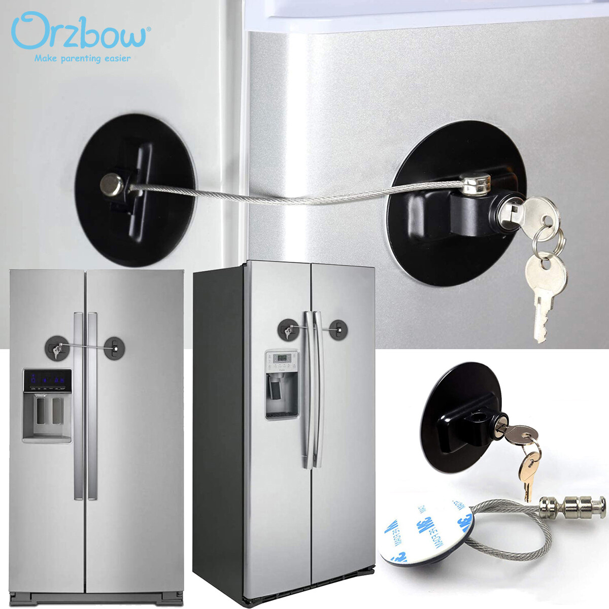 Orzbow Baby Safety Lock Window Limiter Stopper Lock 3M Fridge Drawer Window Lock Stainless Steel Kids Security Children Protection