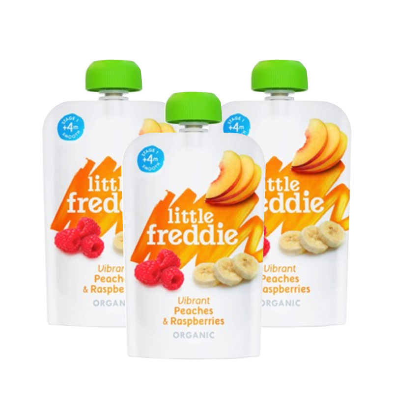 (Bundle of 3 ) Little Freddie Organic Vibrant Peaches and Raspberries 100g x 3
