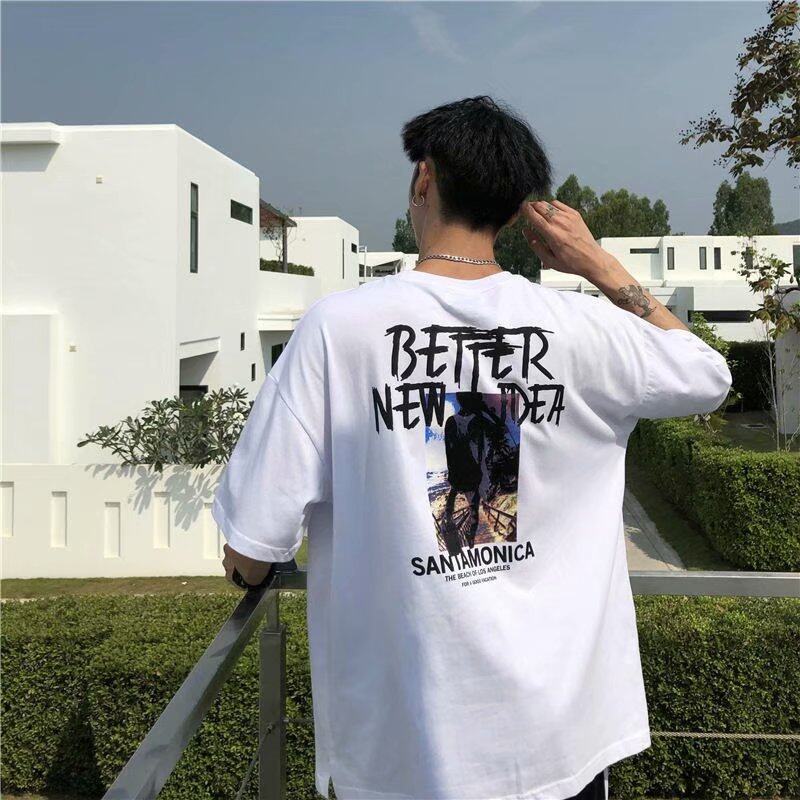t shirt Men Large Size Korean Style Letter Print Oversize Casual Fashion Tops