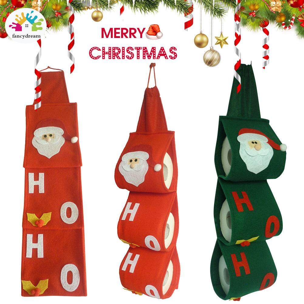 fancydream Santa Claus Toilet Paper Covers Sets Christmas Holiday Toilet Paper Holders Bathroom Papers Bag Pouch Xmas Home Decor