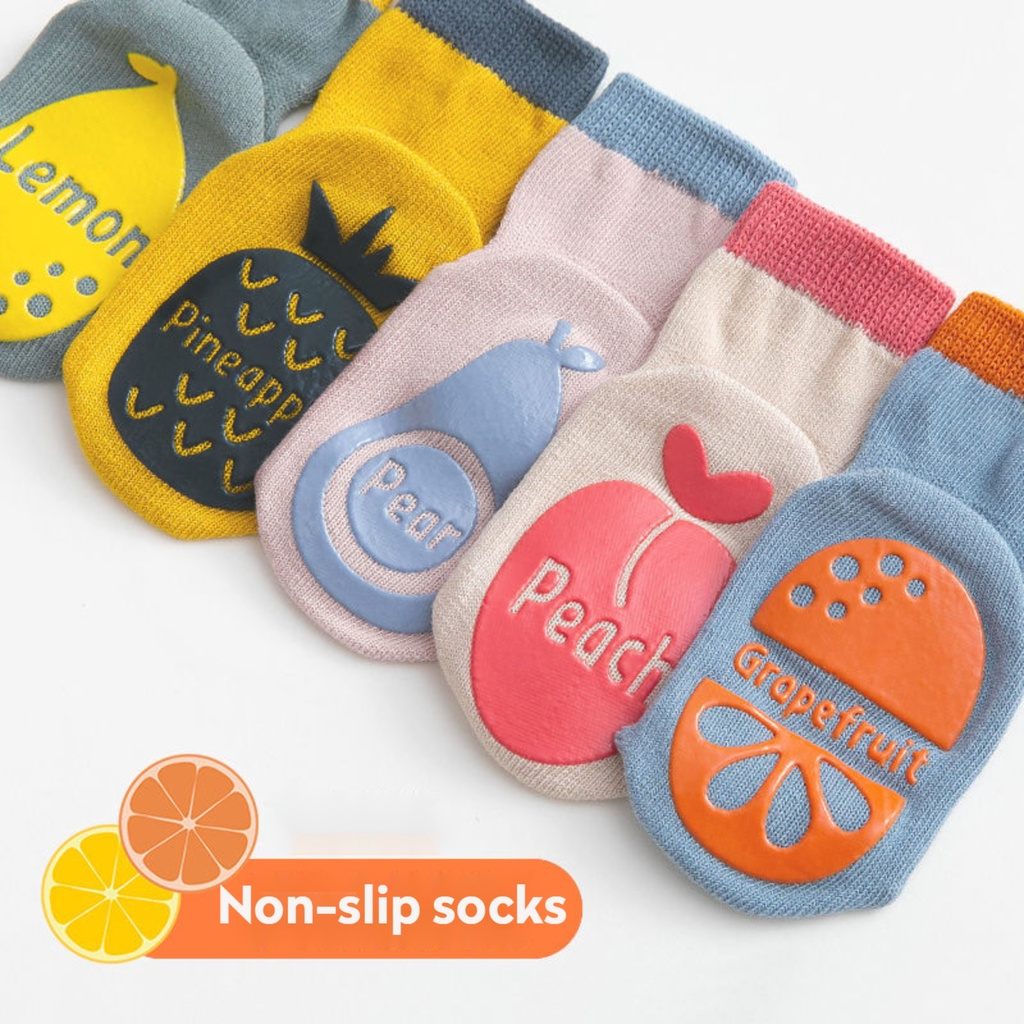 3 Pairs Kids Floor Socks Baby Newborn Infant Anti Slip Sock Breathable Indoor Toddler Socks Cute Fruit Children Socks