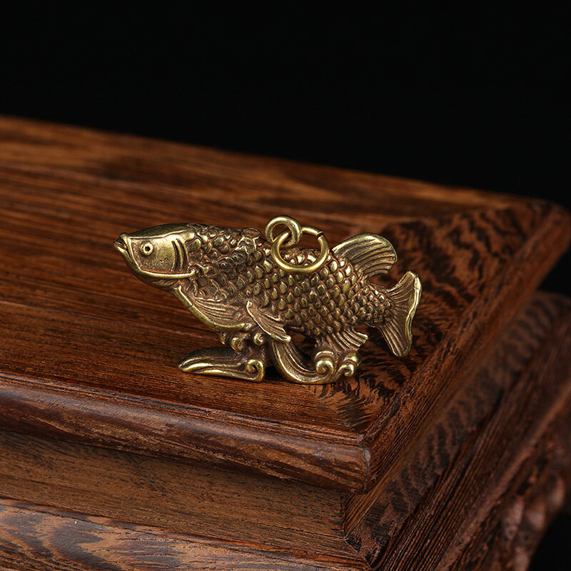 Arowana Brass Tea Ornaments Antique Play and Old Collection Ornaments Car Keychain Copper Handles Home Decoration Accessories Desktop Decor Ornament Funny Gift