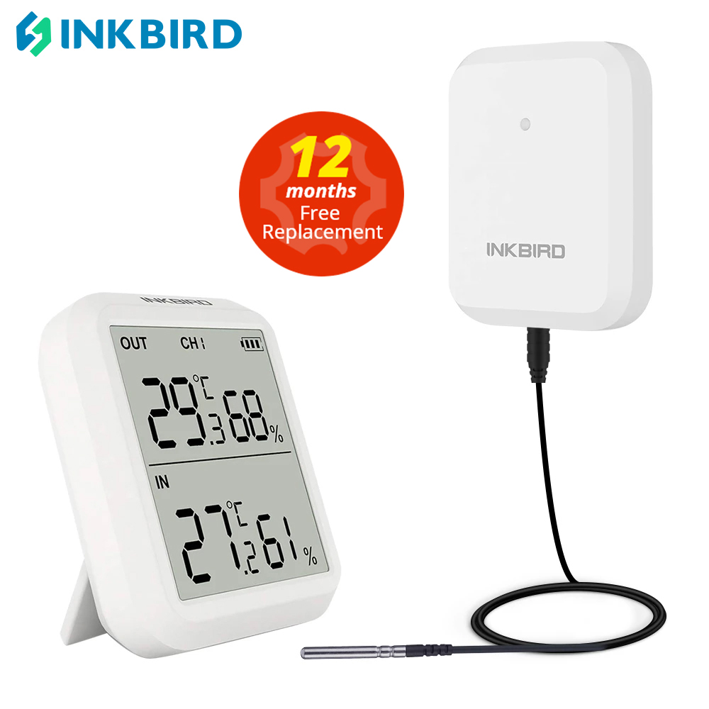 ITH-20R Weather Station and Hygrometer Large Backlight LCD Outdoor&Indoor Inkbird Unit for House Kitchen Courtyard